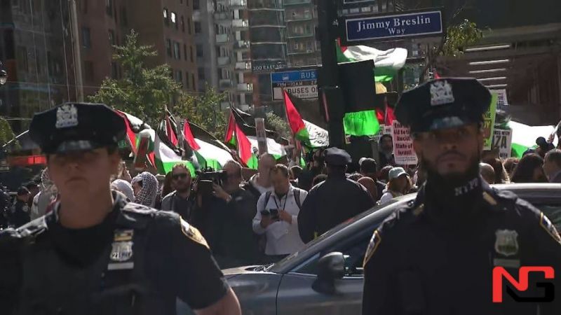 Ню-Йоркда минглаб одамлар Фаластин учун намойишга чиқди