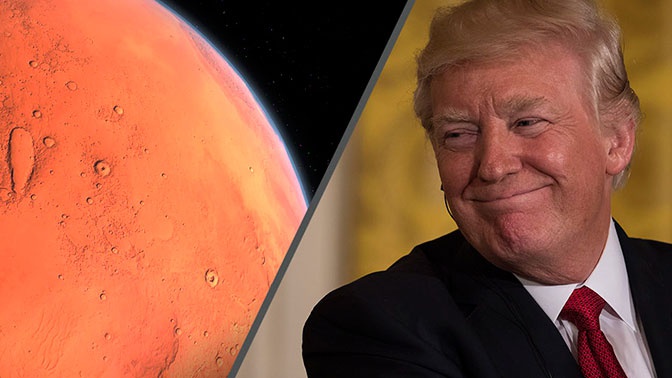 Tramp Marsga Amerika bayrog'ini o'rnatmoqchi