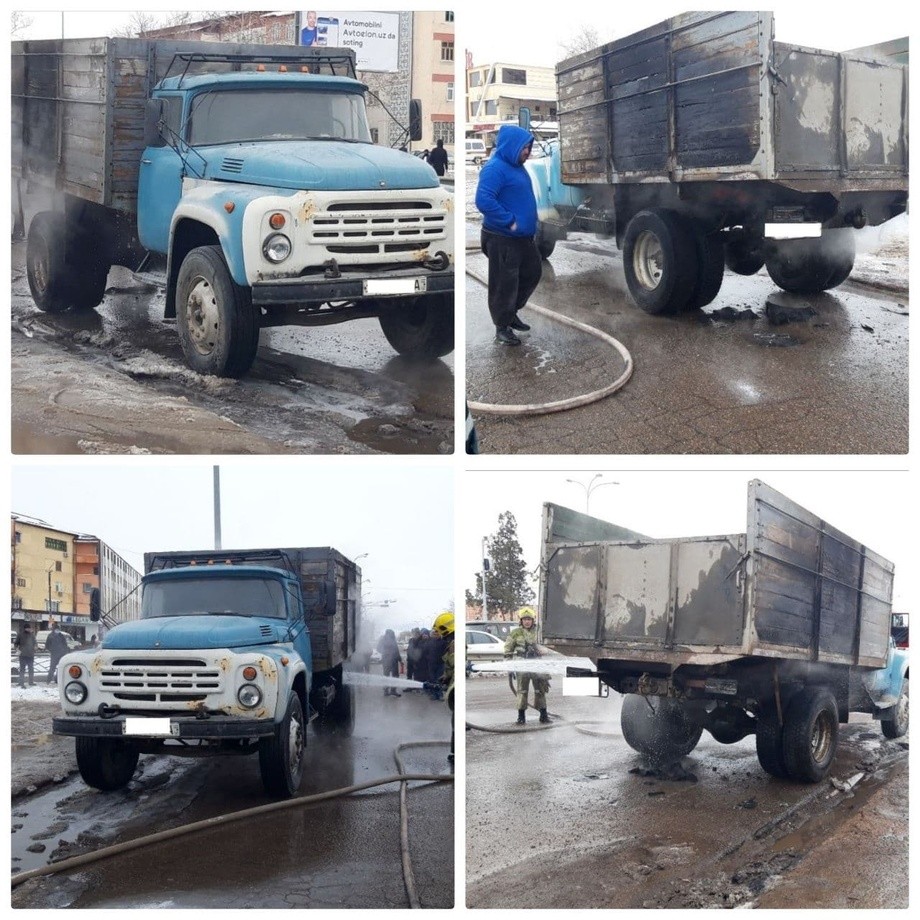 Оҳангаронда “Зил-130” юк машинаси ёниб кетди