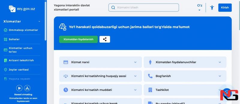 Ҳайдовчилар жарима баллари ҳақида онлайн хабардор бўлиши мумкин
