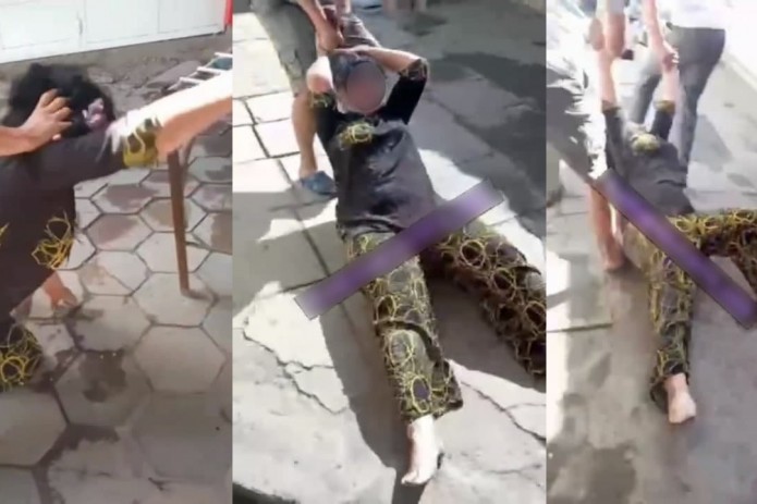 Наманганда спиртли ичимлик талаб қилиб, жанжал кўтарган маст аёлни сомсапаз сочидан судраб ҳайдади