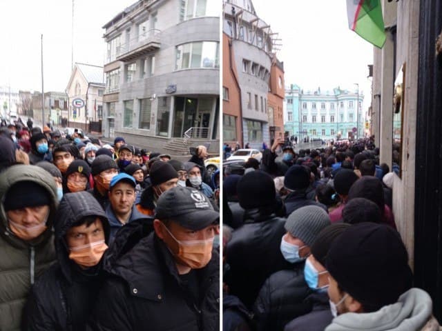 Президент сайлови: Москвадаги элчихона олдида “турнақатор” навбат пайдо бўлди