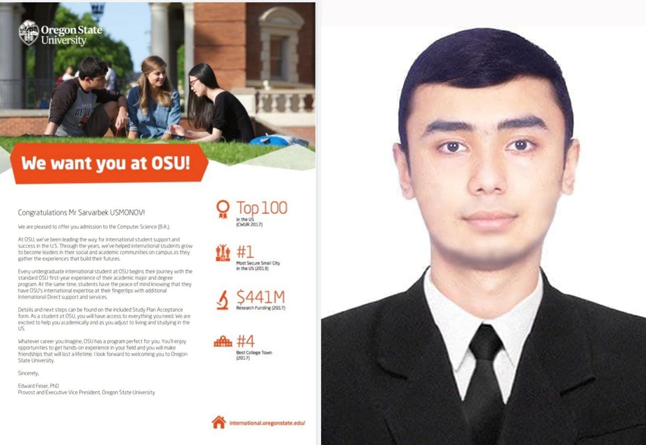 Наманганлик ўқувчи АҚШнинг нуфузли университетидан 40 минг долларлик грантни ютди