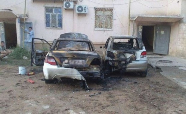 Қашқадарёда ёнма-ён турган Nexia ва Matiz машиналари ёниб кетди