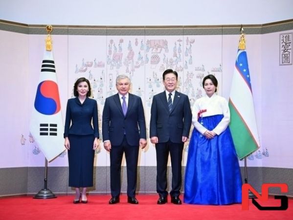 Кореяда Шавкат Мирзиёевни тантанали кутиб олиш маросими ўтказилди