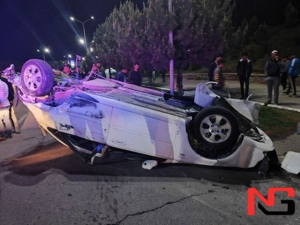 Намангандаги ЙТҲда Lacetti ағдарилиб кетди (видео)